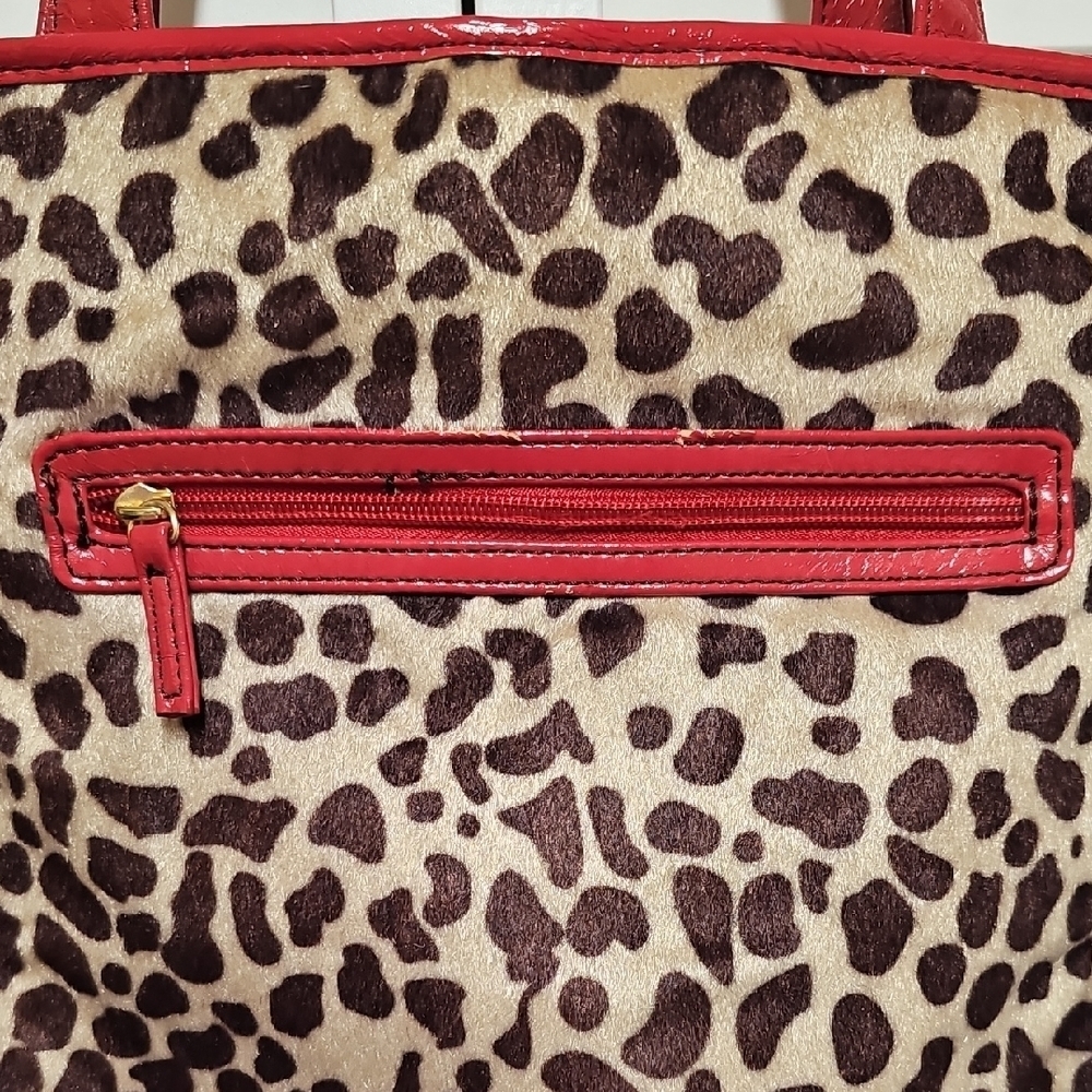 Vintage Bath & Body Works Leopard Tote with Red Trim And Red Satin Lining - Picture 3 of 15